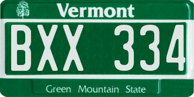 VT license plate BXX334