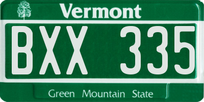 VT license plate BXX335