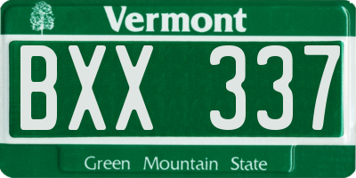 VT license plate BXX337