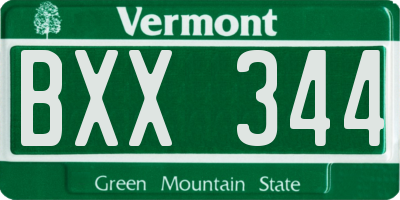 VT license plate BXX344