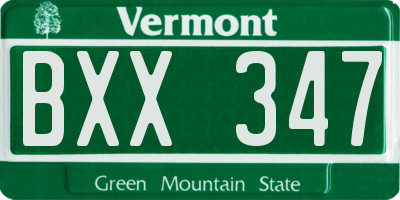 VT license plate BXX347