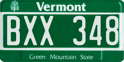 VT license plate BXX348
