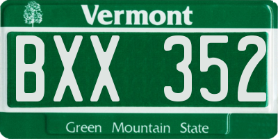VT license plate BXX352