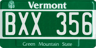 VT license plate BXX356