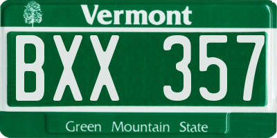 VT license plate BXX357