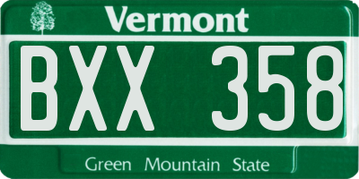 VT license plate BXX358