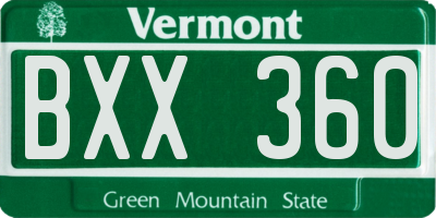 VT license plate BXX360