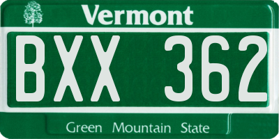 VT license plate BXX362