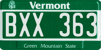 VT license plate BXX363