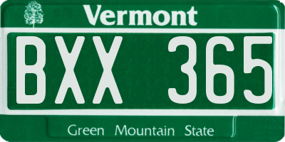 VT license plate BXX365