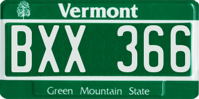 VT license plate BXX366