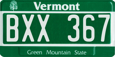 VT license plate BXX367