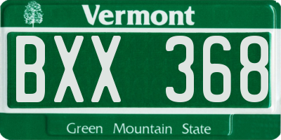 VT license plate BXX368