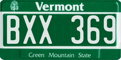 VT license plate BXX369