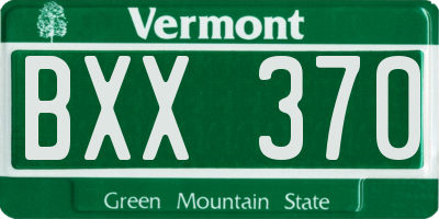 VT license plate BXX370