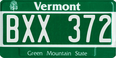 VT license plate BXX372