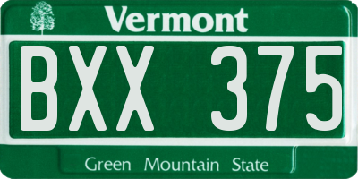 VT license plate BXX375