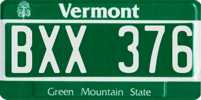 VT license plate BXX376