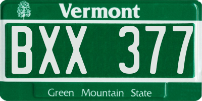 VT license plate BXX377