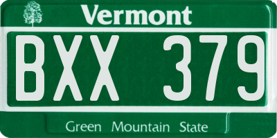 VT license plate BXX379