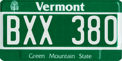 VT license plate BXX380