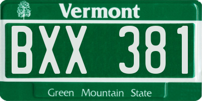 VT license plate BXX381