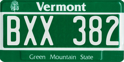 VT license plate BXX382