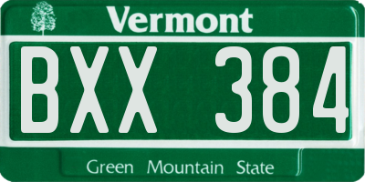 VT license plate BXX384