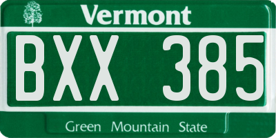 VT license plate BXX385