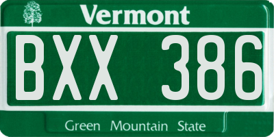 VT license plate BXX386