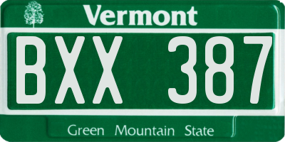 VT license plate BXX387
