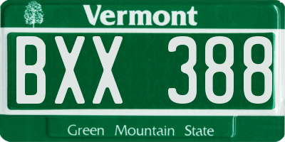 VT license plate BXX388