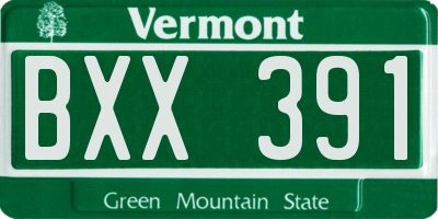 VT license plate BXX391