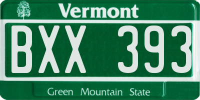 VT license plate BXX393