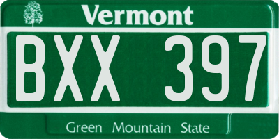 VT license plate BXX397