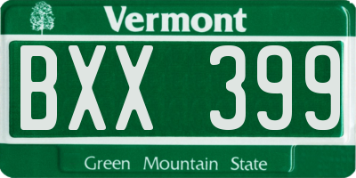 VT license plate BXX399