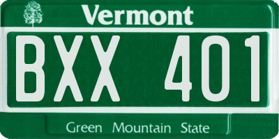 VT license plate BXX401