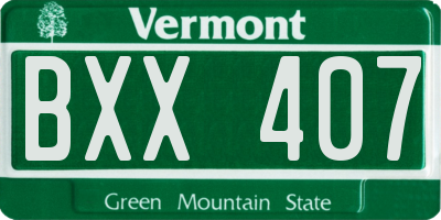 VT license plate BXX407