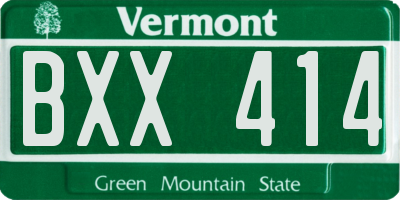 VT license plate BXX414