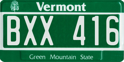 VT license plate BXX416