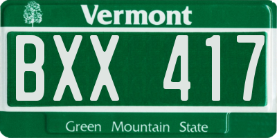 VT license plate BXX417
