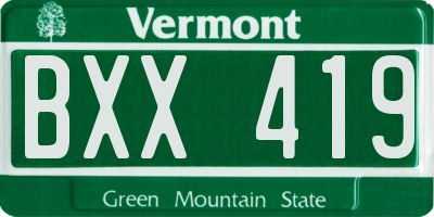 VT license plate BXX419