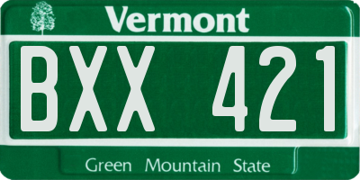 VT license plate BXX421