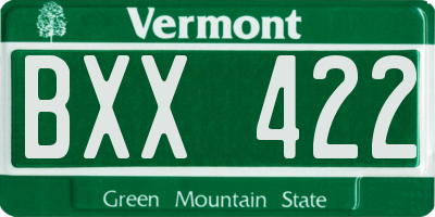 VT license plate BXX422
