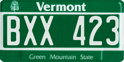 VT license plate BXX423
