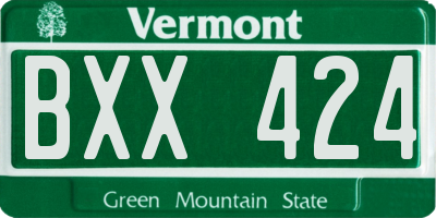 VT license plate BXX424