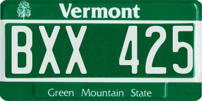 VT license plate BXX425