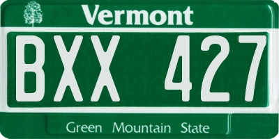 VT license plate BXX427
