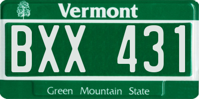 VT license plate BXX431
