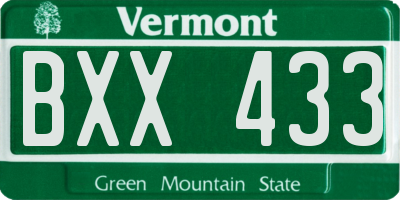 VT license plate BXX433